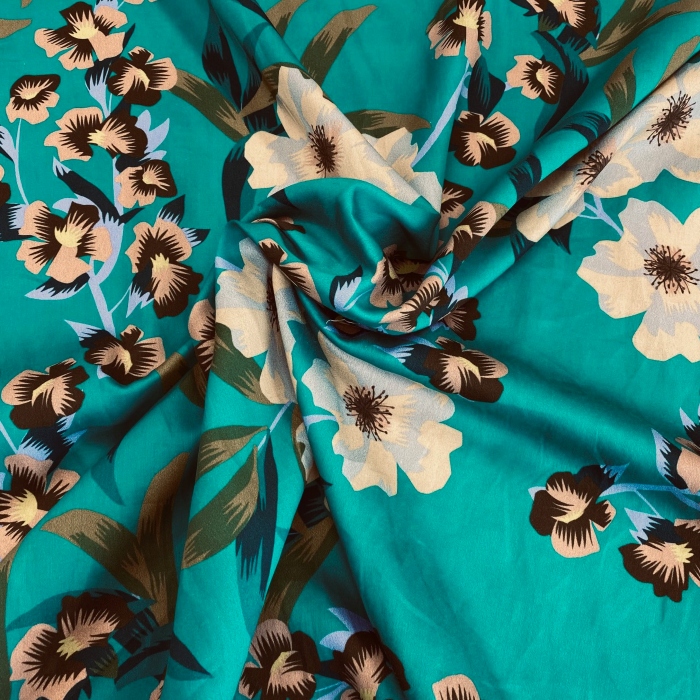 Floral on Jade - Fabric Centre